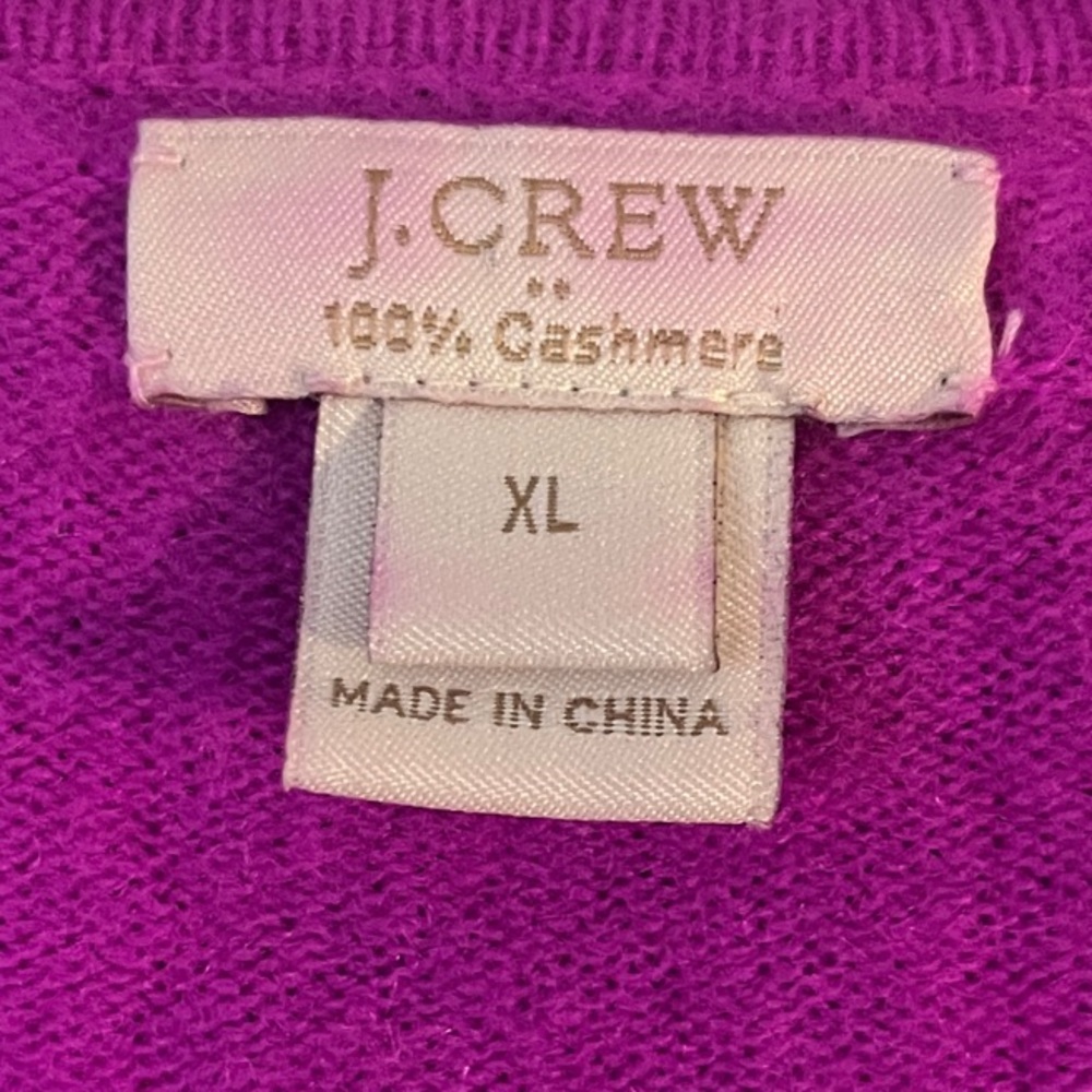 J. Crew Cashmere Hot Pink Long Sleeve Sweater Size X-Large Barbie Pink - Picture 2 of 5